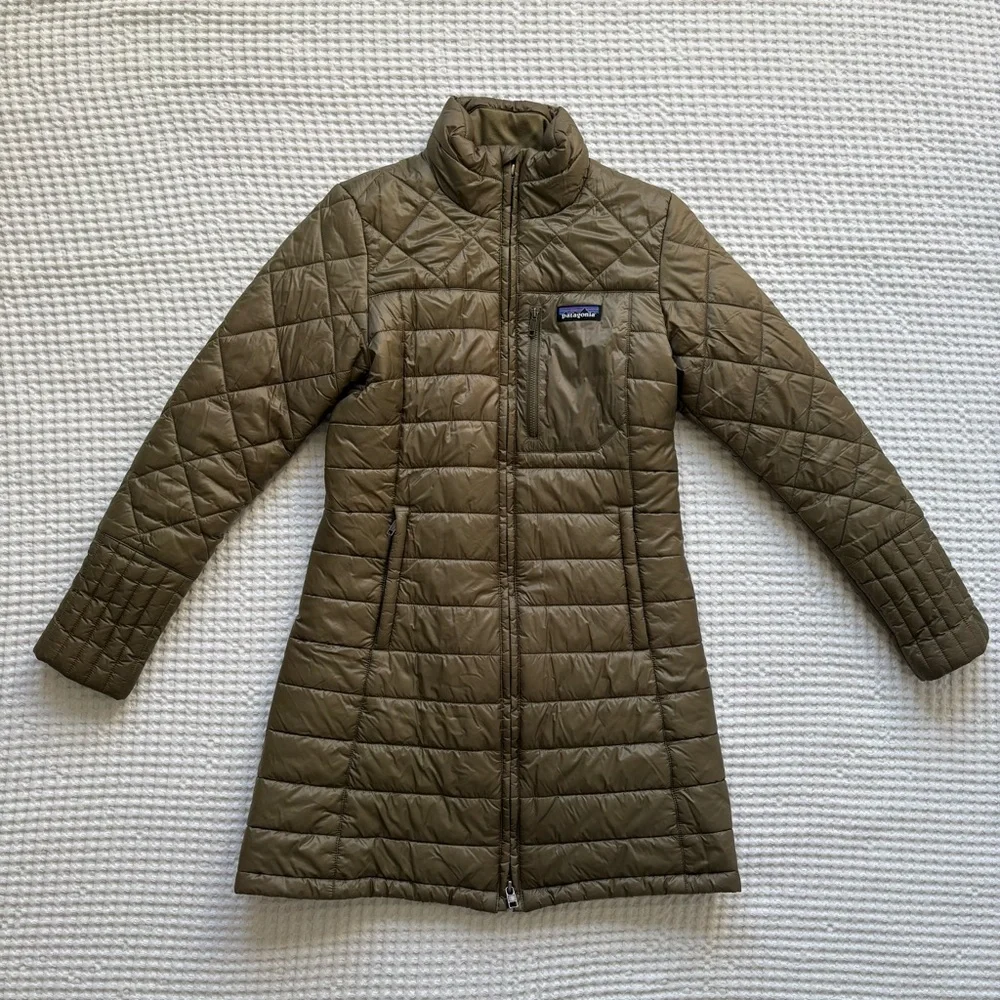 Patagonia Radalie Parka Mid-Thigh Quilted Sage Khaki Green - XS